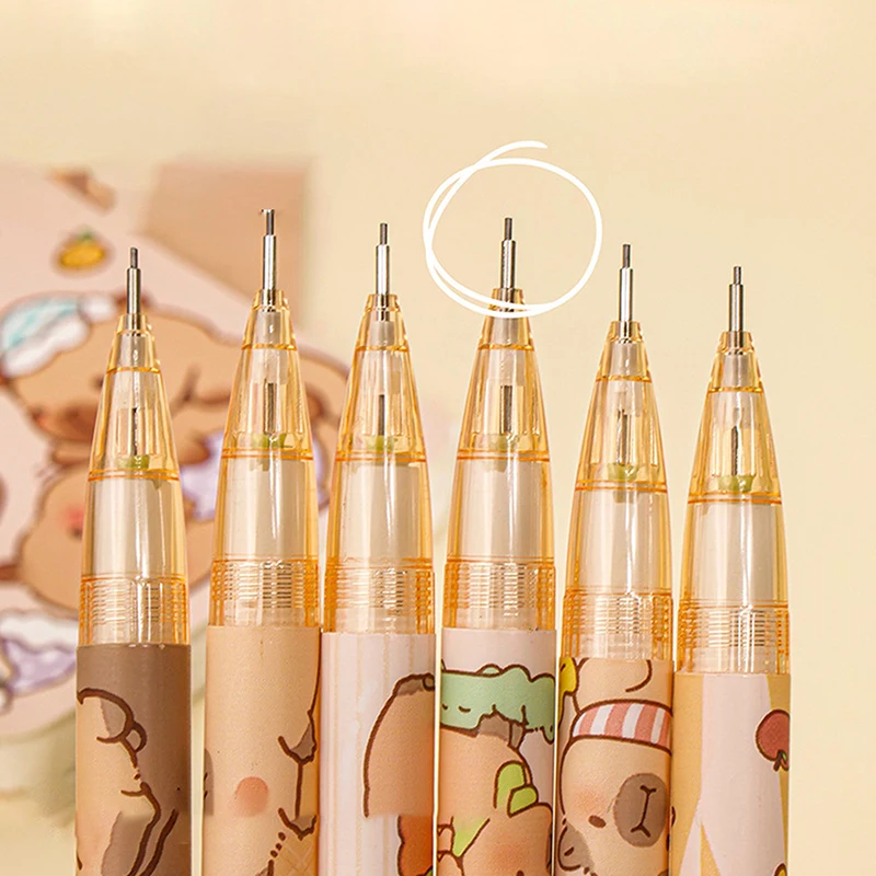 6pcs Cute Mechanical Pencil With Eraser Constantly Writing School Supplies Aesthetic Stationery