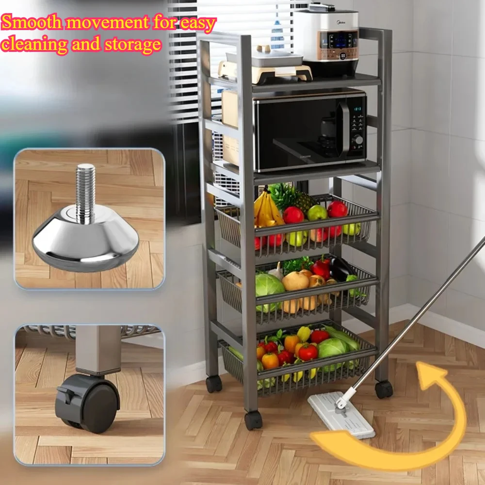 Multi Functional Storage Basket Floor Standing Pulley Style Storage Rack Detachable Multi-layer Storage Rack Snack Storage Rack