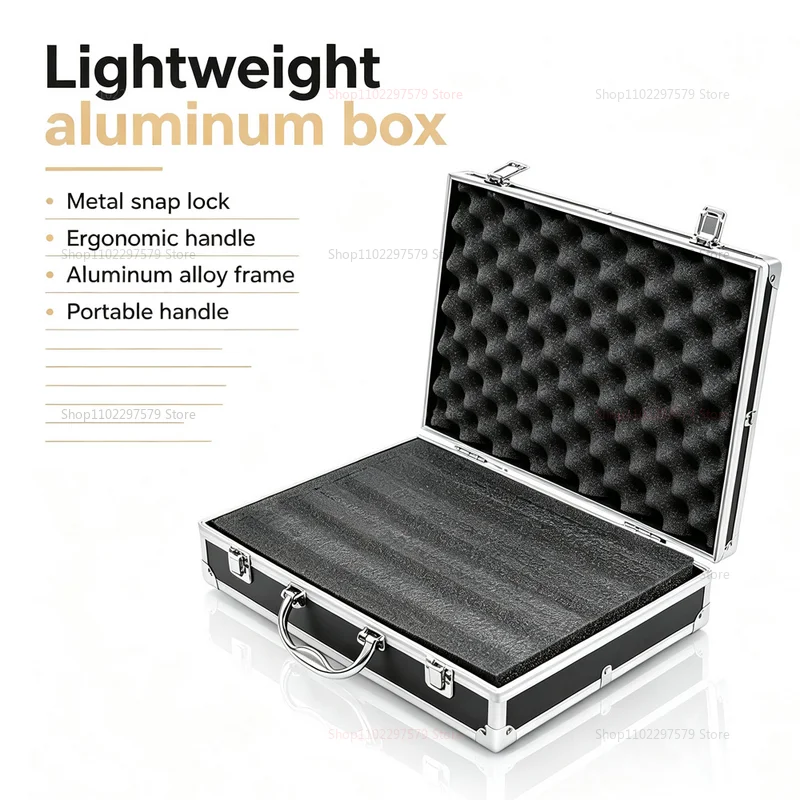 Aluminum Portable Toolbox with Sponge Lining Impact Resistance Handheld Storage Case Garage Workshop Home Tools Organizer
