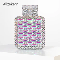 Alizekerr Perfume Bottle Crystal Evening Bags Women Luxury Gorgeous Handmade Metal Rhinestone Purses And Handbags Wedding Party