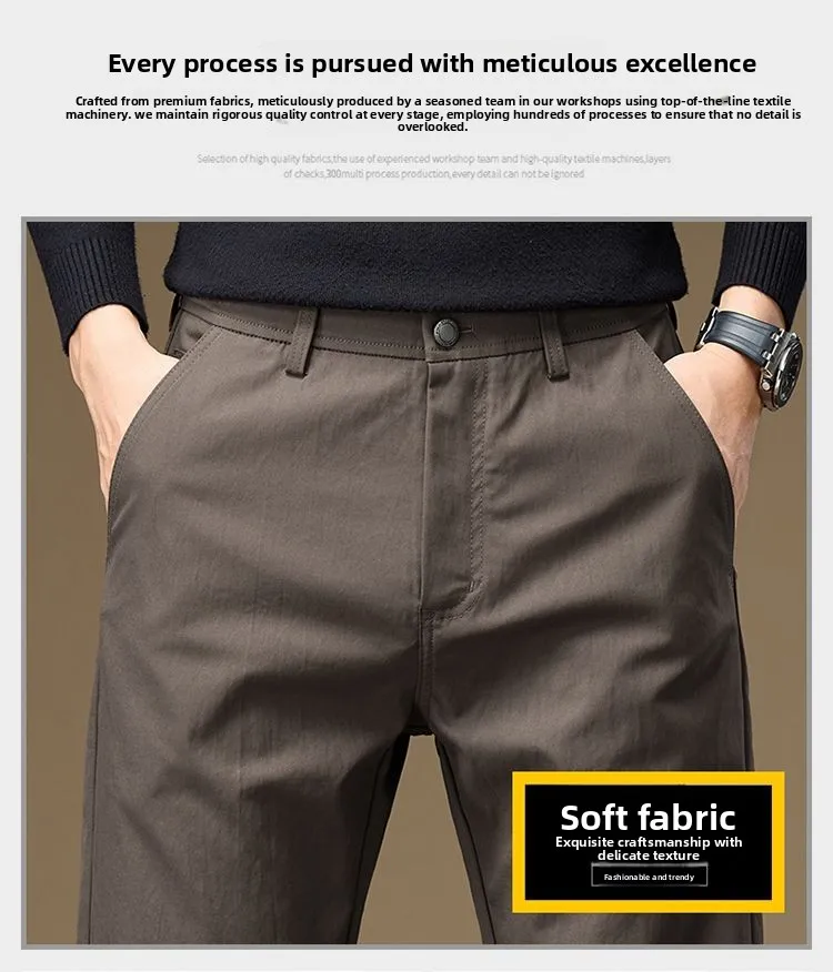 Herren Business-Hose, Gerade Passform, Baumwolle, Lässige Hose, Modische Herrenhose mit Elastischem Bund, Dehnbar, für Frühling und Herbst, Vielseitige Arbeitshose – Detail 5