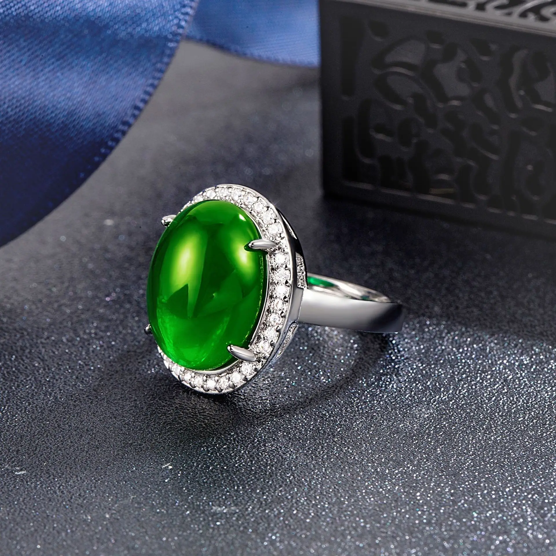 

Ele Silver Imitation l Ice een Diamond Ring Open Mouth Luxury Large Sc Ring Luxury Feelings Faionable Jewelry