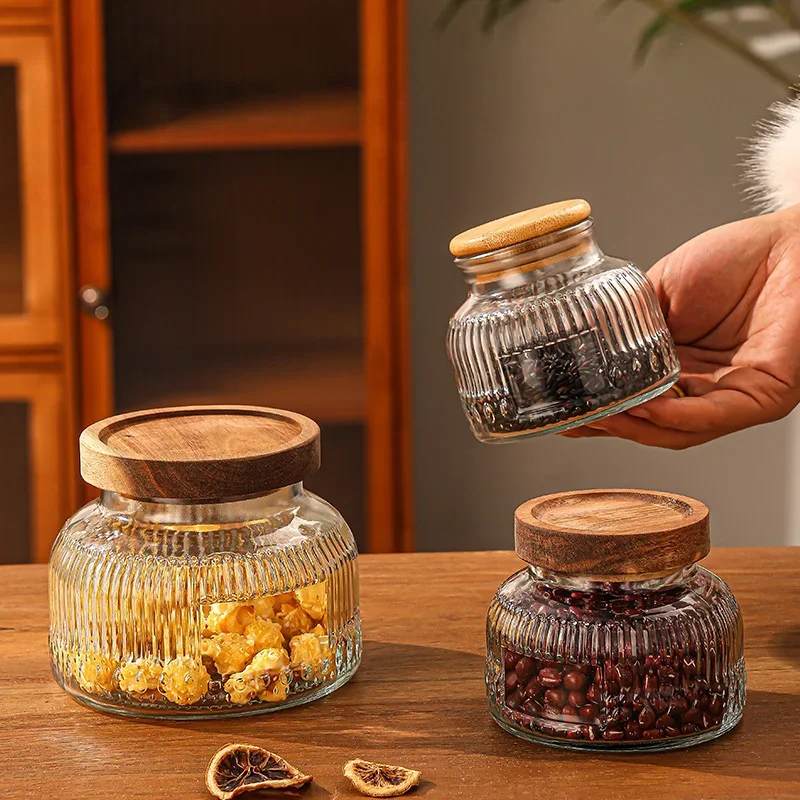 Coffee Cans Vintage Sunflower Wave Glass Storage Jar Glass Sealed Cans for Snacks Candy Grains Medicinal Materials Seasonings