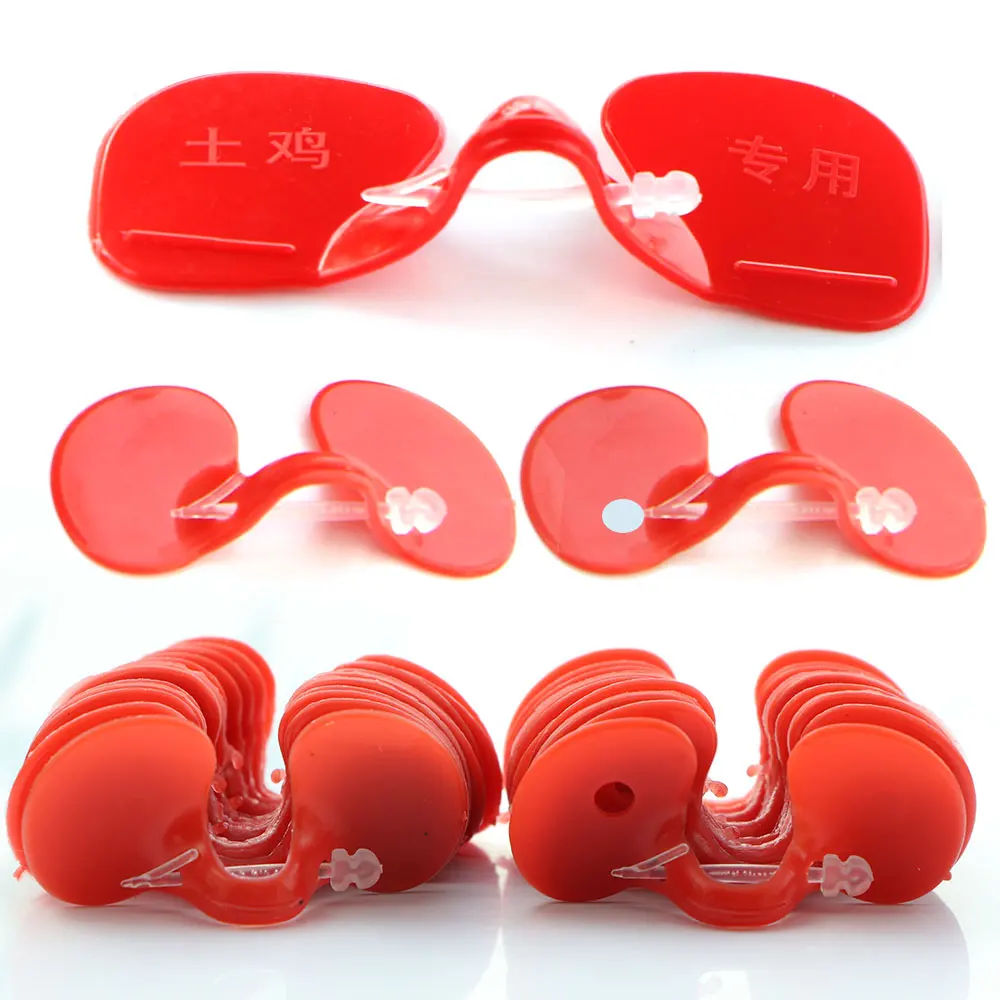 50PCS Red Anti-pecking Chicken Glasses Plastic Pheasant Goggles Glasses with Bolt Protect Eyes Hens Poultry Farming  Equipment