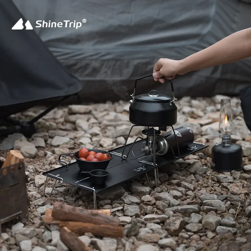 ShineTrip Outdoor Camping lekki składany dwuczęściowy stół odpinany ze stopu aluminium stolik do herbaty przenośny stolik kawowy