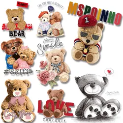 Cute Couple Bear Champ Good are Coming Things Love Please Smile Iron on Decals Applique for Cloth Various Styles Diy Craft