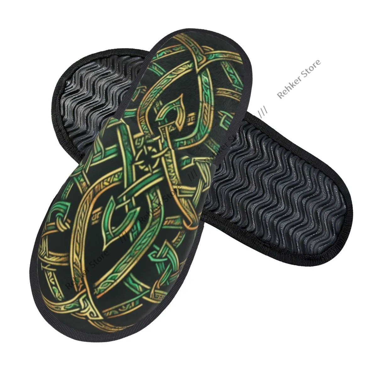 Indoor Slippers Celtic Background Plush Slipper Autumn Winter Shoes House Flat Floor for Bedroom
