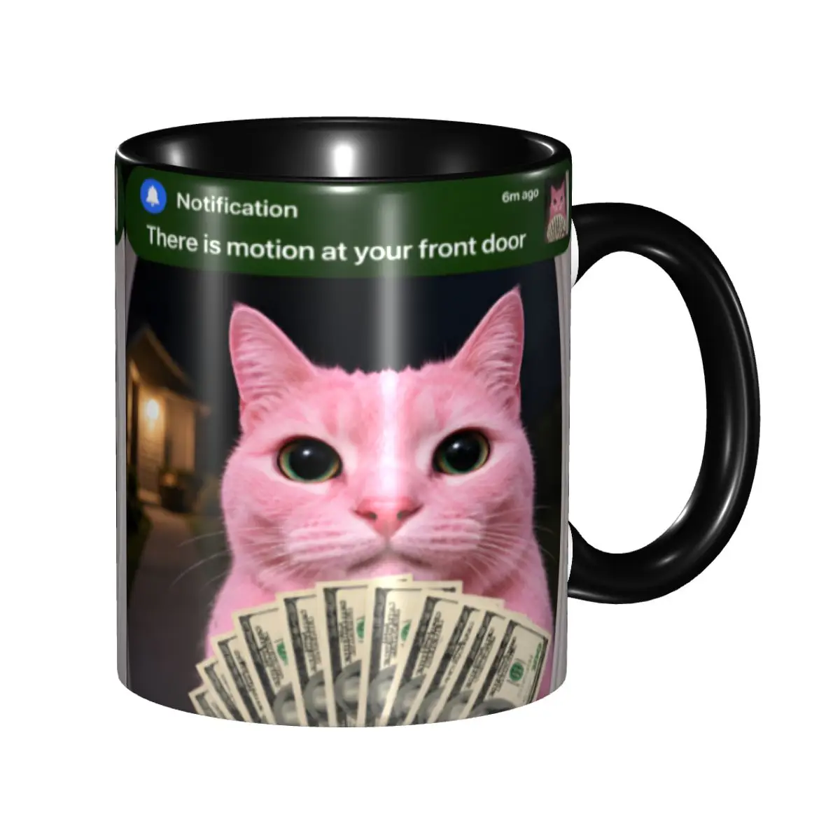 There Is Motion At Your Front Door Funny Cat Motion Gift Mug for Woman Man Kawaii Tea Cup Healing Present for Home