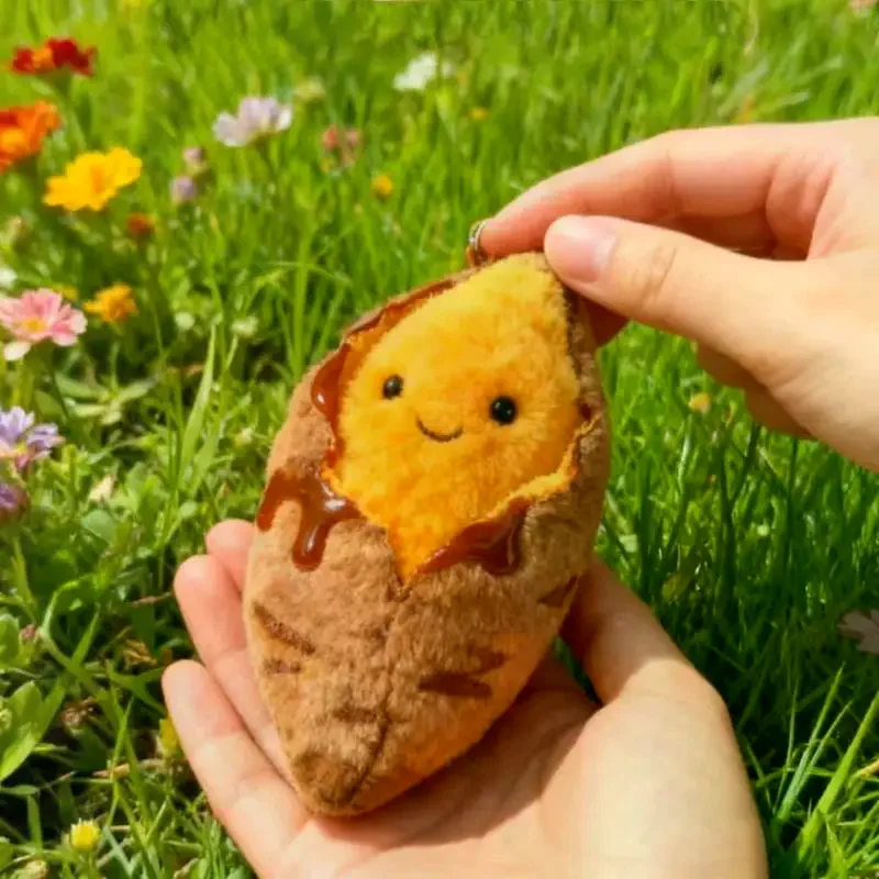 

Cute Creative Roasted Sweet Potato Plush Doll Keychain Cartoon Simulated Food Stuffed Doll Pendant Bag Hanging Decor Gifts