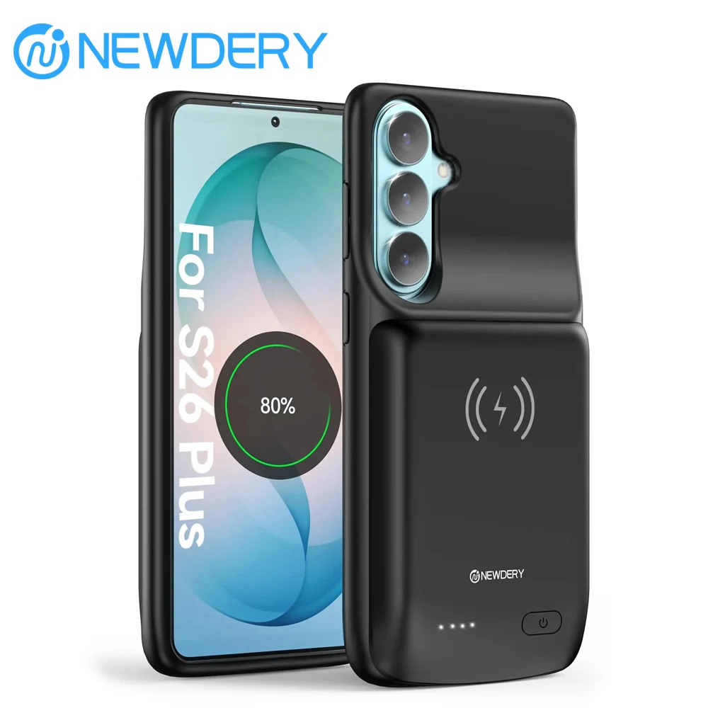 NEWDERY 9500mAh Battery Case for Samsung Galaxy S26 Plus Power Bank Slim Protective Portable Charger Case Battery Pack