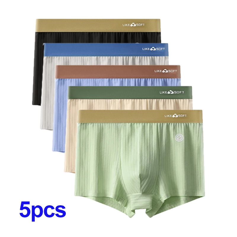 5 Pcs Men's Striped Boxer Shorts Underwear Sexy Underpants Homme U Convex Shorts Lingerie Boxershorts Panties Boxers