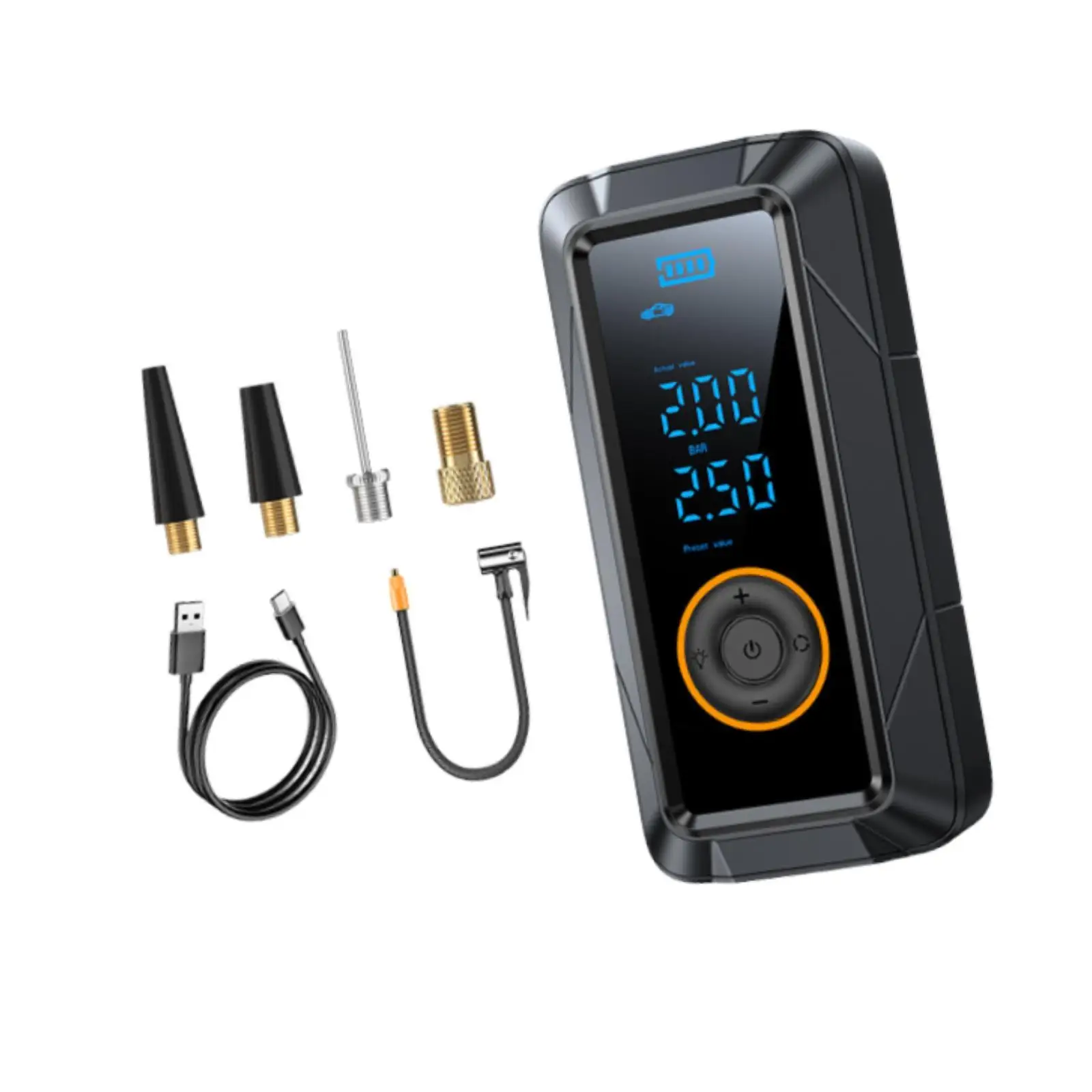 Auto Tire Inflator Air Pump Electric Compressor with Real Time Pressure Display for Car and Bike Emergency
