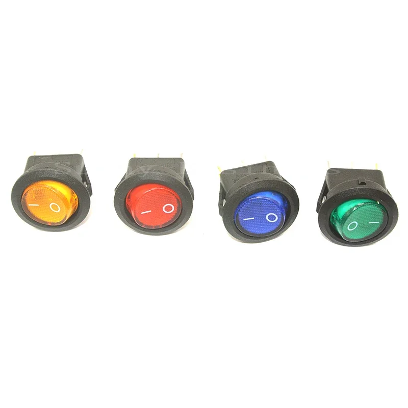 4PCS 3 pin 6.3mm terminals 12V 24V 220V Universal LED illuminated Car button light push button Switch ON/OFF Round Rocker Switch