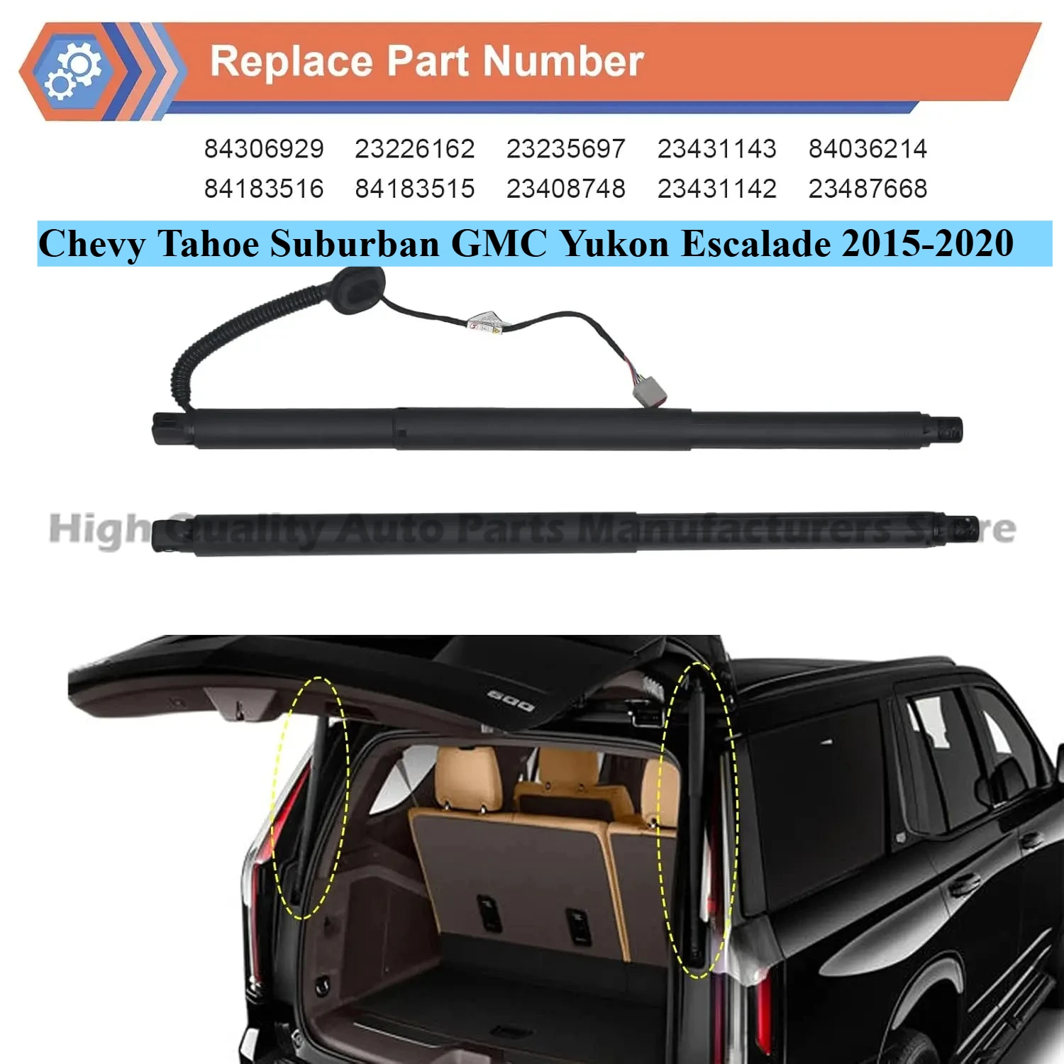 

84306929 23408748 Pair Electric Tailgate Gas Support Struts For Chevy Tahoe Suburban GMC Yukon Escalade 2015-2020 84306929 8418