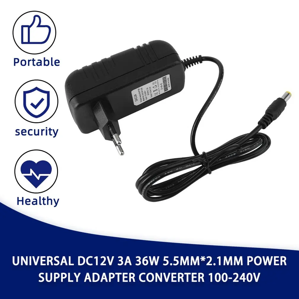 

Universal DC 12V 3A 36W 3.5mm*2.1mm Power Supply Adapter Converter 100-240V Wide Input Range Power Adapter EU/US/UK/AU Plug