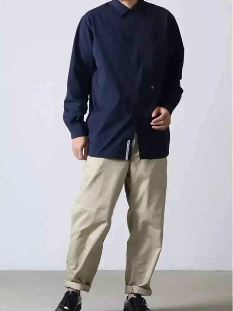 Nanamica 24AW Japanese Solid Color Long Sleeved Shirt Men's Fashion Trend Brand Loose Casual Top