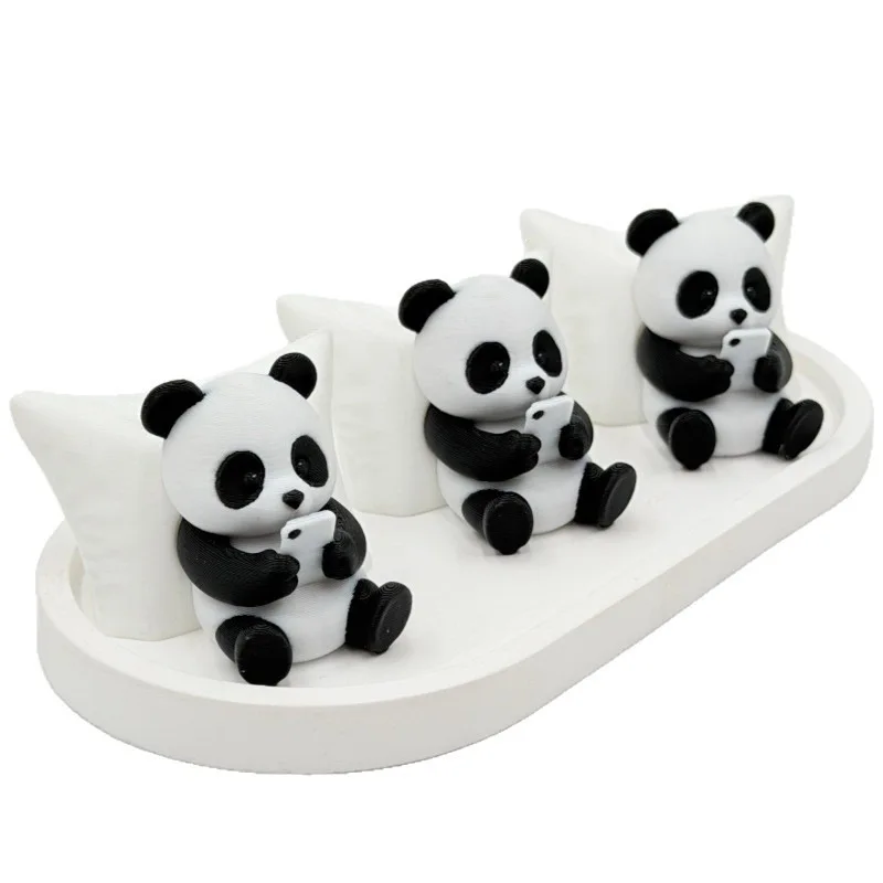 3D Printed Toys Panda Small Panda Backrest for Mobile Phone Furniture Decoration and Featuring Cute Cartoon Animal