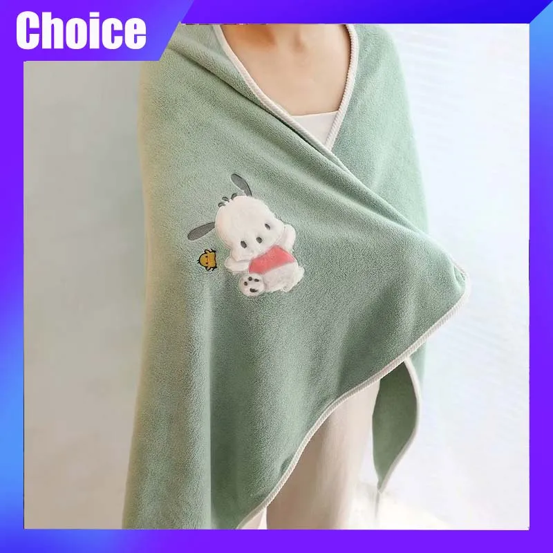 

Sanrio Kuromi Bath Towel Mymelody Cinnamoroll Pochacco Cartoon Coral Towel Anime Embroidered Absorbent Soft Beach Towel Gift