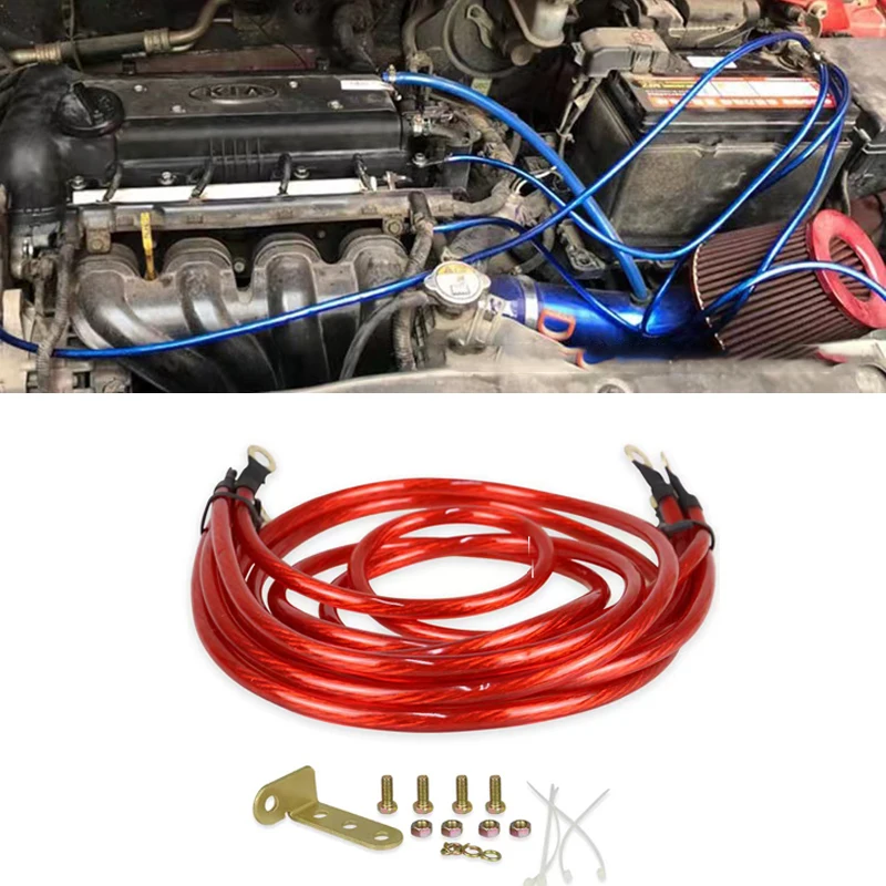 Grounding Wire Kit for HKS Universal 5 Point Car Earth Ground Cables High Performance Improve Power JDM Racing Blue Purple Red