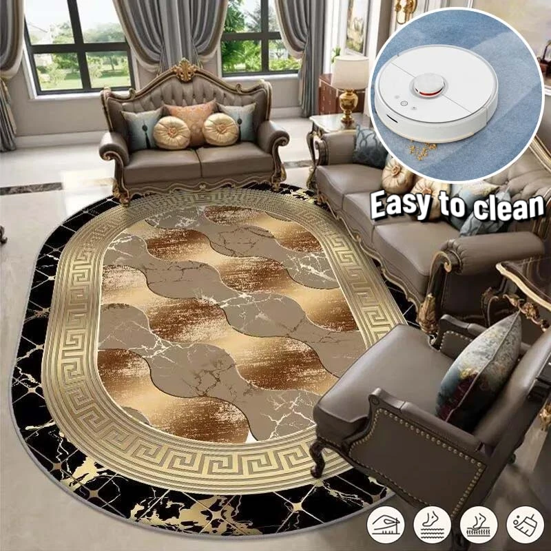 

Modern Luxury Oval Living Room Carpet Bedroom Carpets Aesthetics Bedside Slip Floor Mats Home Decoration Study Sofa Area Rugs