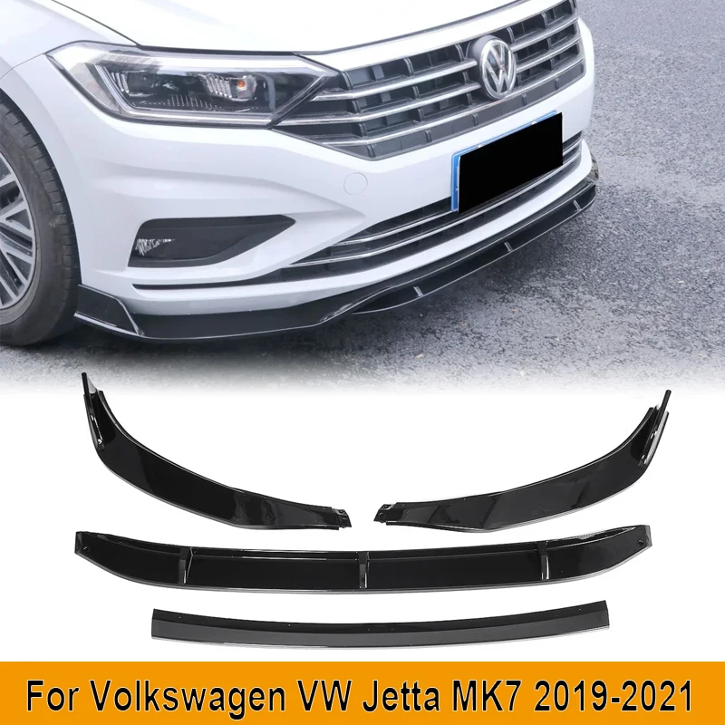 

4PCS For Volkswagen VW Jetta MK7 2019-2021 Front Bumper Lip Side Splitter Body Kit Deflector Spoiler Guard Black Car Accessories