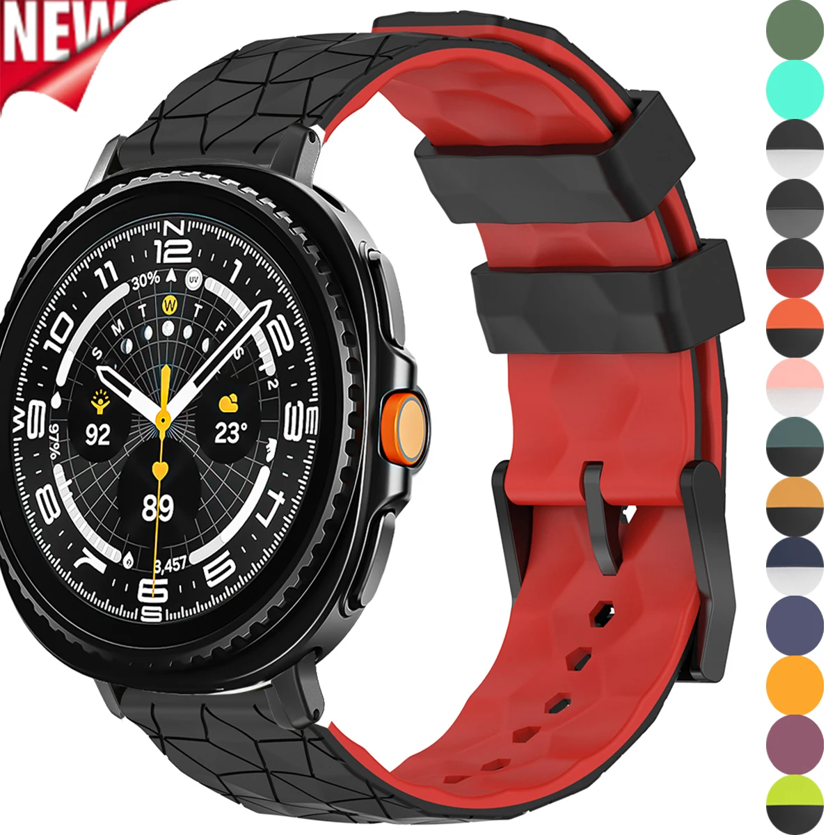 Zweifarbiges Silikonarmband für Samsung Galaxy Watch 8/8 Classic Football Print Sportband für Galaxy Ultra 2025/7 47 mm Armband