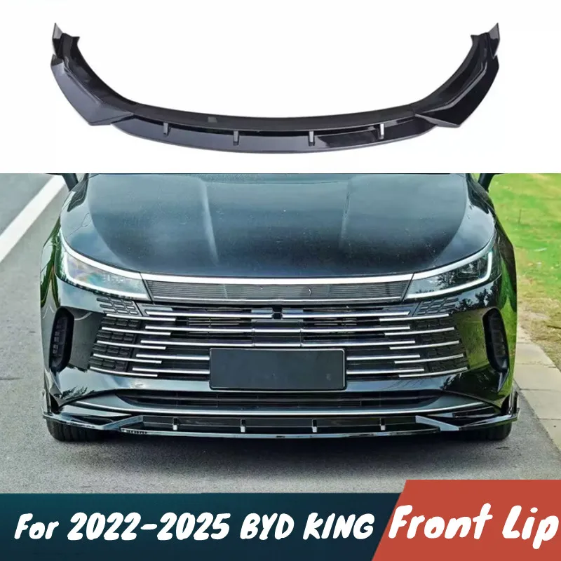 

For 2022-2025 BYD KING DM-i‌ Car Front Bumper Lip Chin Spoiler Splitter Black Body Kit Guard Tuning Exterior Accessoris
