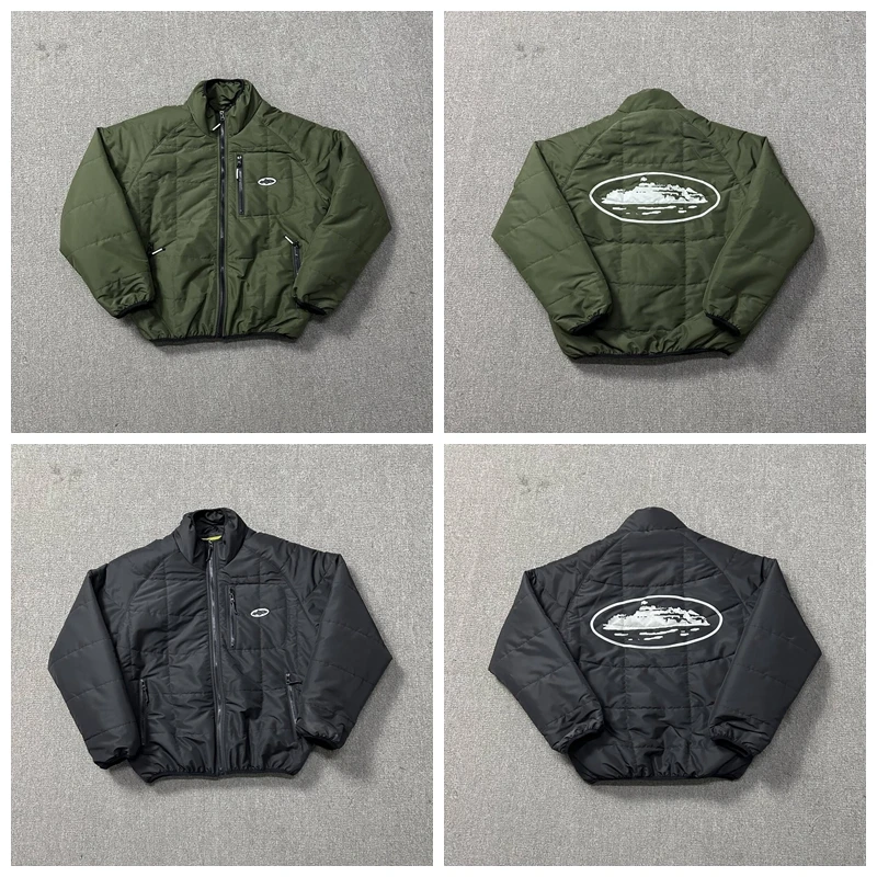 

Thiened American Sle Street Baseball Collar Jaet for Men And Women Autumn Winter Cotton Coat Outerwear by Tagkita