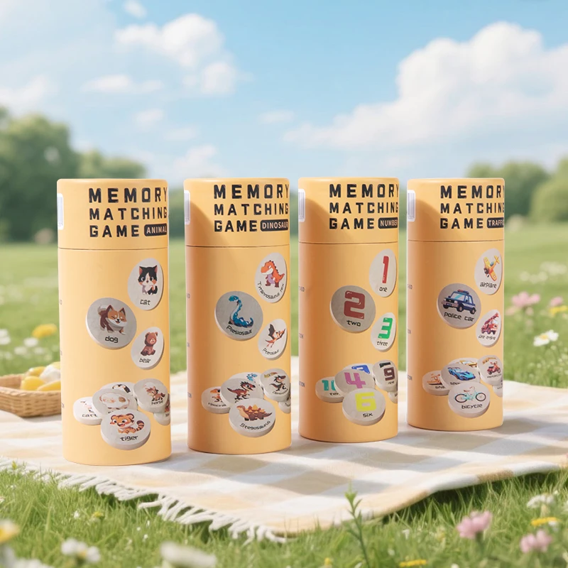 Jogo de correspondência de memória de madeira para crianças brinquedo educativo aprendizagem precoce quebra-cabeça foco treinamento com números/dinossauros temas