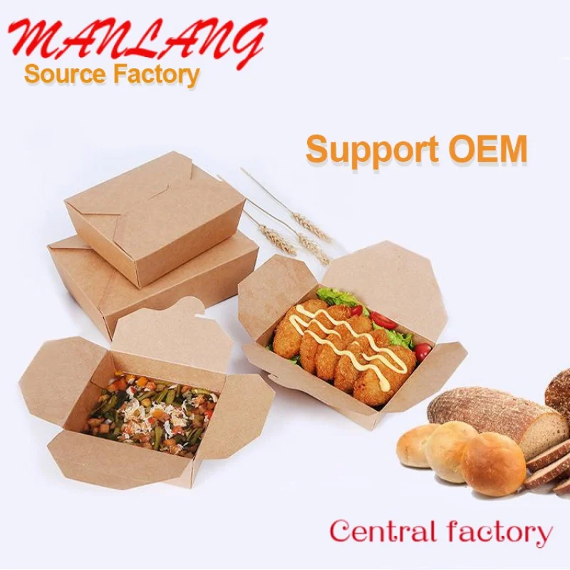 Custom  recycled cheap custom brown kraft cardboard take away paper box for picnic food packaging