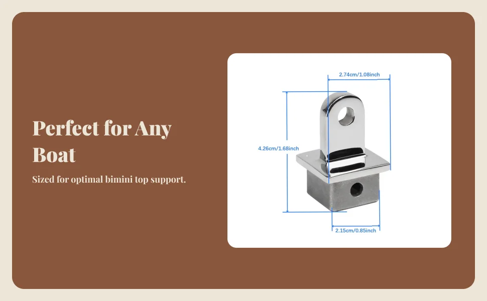 Embout supérieur de tube carré en acier inoxydable, pièces de bateau, raccord Bimini marin, installation facile pour Yacht Kayak canoë