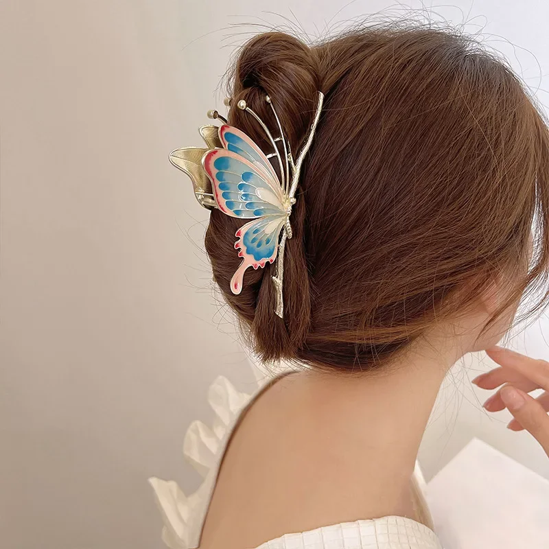 New Metal Butterfly Grab Clip Girls Ponytail Hair Clip Korean Elegant Geometric Hair Crab Girls Delicate Hair Accessories