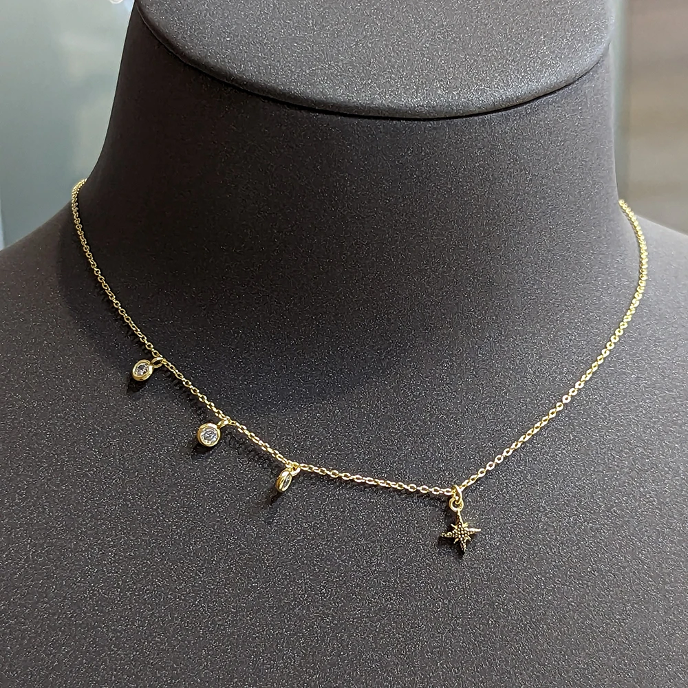 Silver with Gold Color Asterism Necklaces