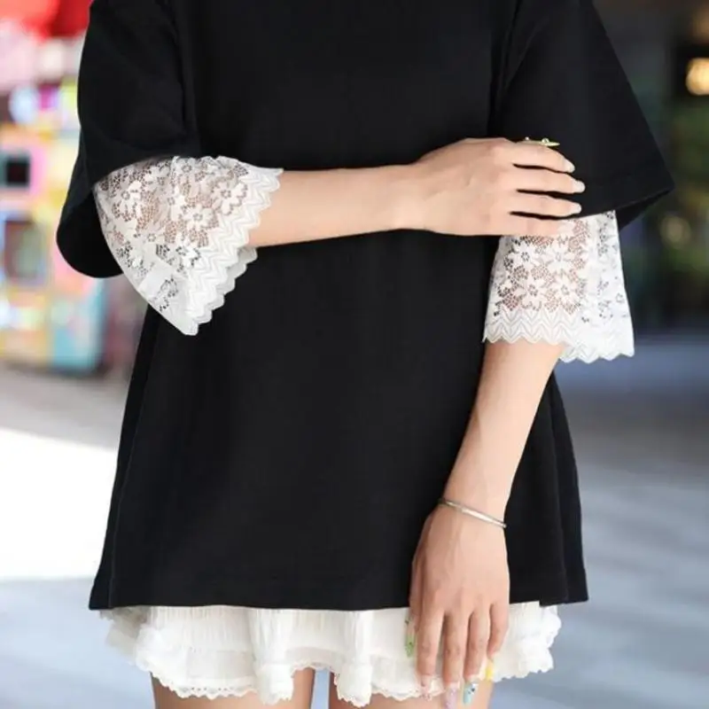 Soft Lace Sleeves Elastic Wrist Breathable Decorative Cuffs Solid Color Mesh Bell Sleeves For Casual Outfits