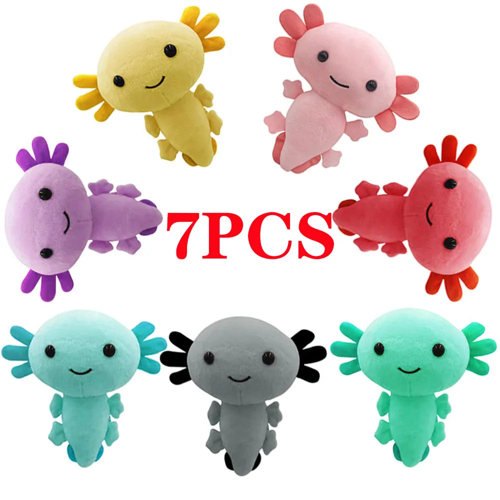 7 pçs kawaii salamande brinquedo de pelúcia macio animais de pelúcia plushie halloween axolotl boneca bebê dormir travesseiro crianças meninas presente