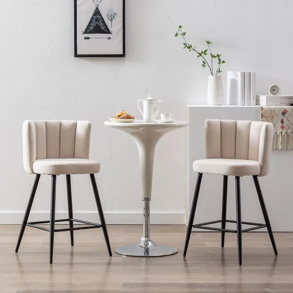 30 Bar Height Barstools Set of 2 Modern Kitchen Stools Upholstered Counter Stool Chairs with Gold Legs for Kitchen Island Break