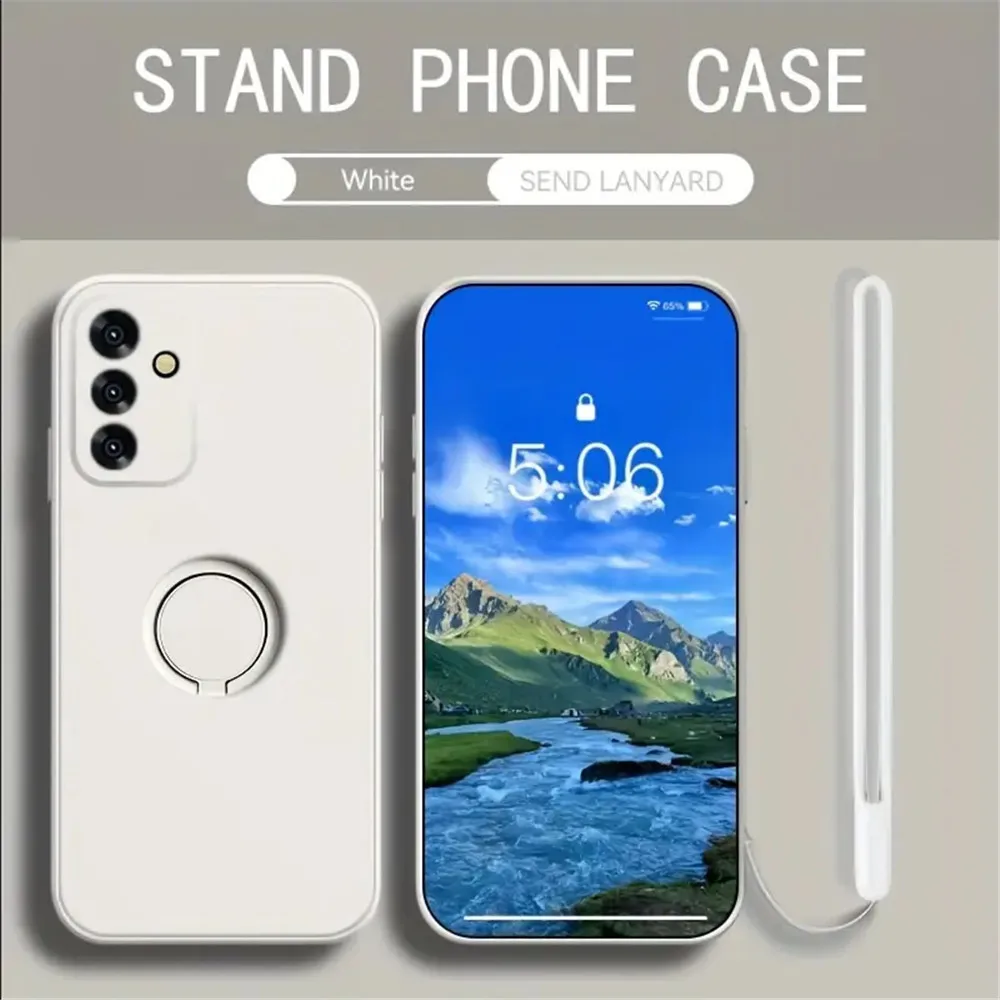 リングホルダースタンド電話ケース Huawei 社 Pura 70 P60 P50 P40 P30 P20 Pro Lite Mate 50 30 20 Pro マットシリコンカバーとストラップ