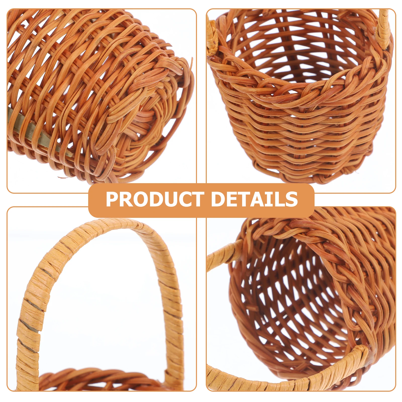 

4 Pcs Rattan Baskets Tiny Woven Storage Baskets 5x4cm Home Decor Tiny Basket Photo Prop House Rustic Design