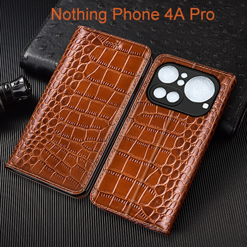 

Crocodile Genuine Leather Flip Case For Nothing Phone 1 2 2A 3 3A 4A Pro Plus CMF Phone 1 2 Pro Cover Card Cases Scratch Proof