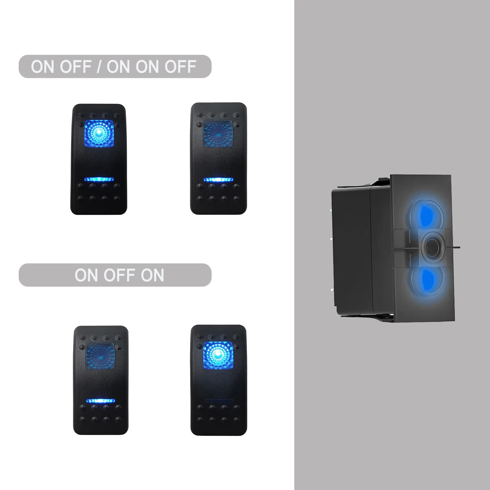 12V 20A Car Boat 5Pin SPST ON OFF Rocker Switch Red / Blue / White Button for Arb Carling Jeep 4x4 Replacement Waterproof