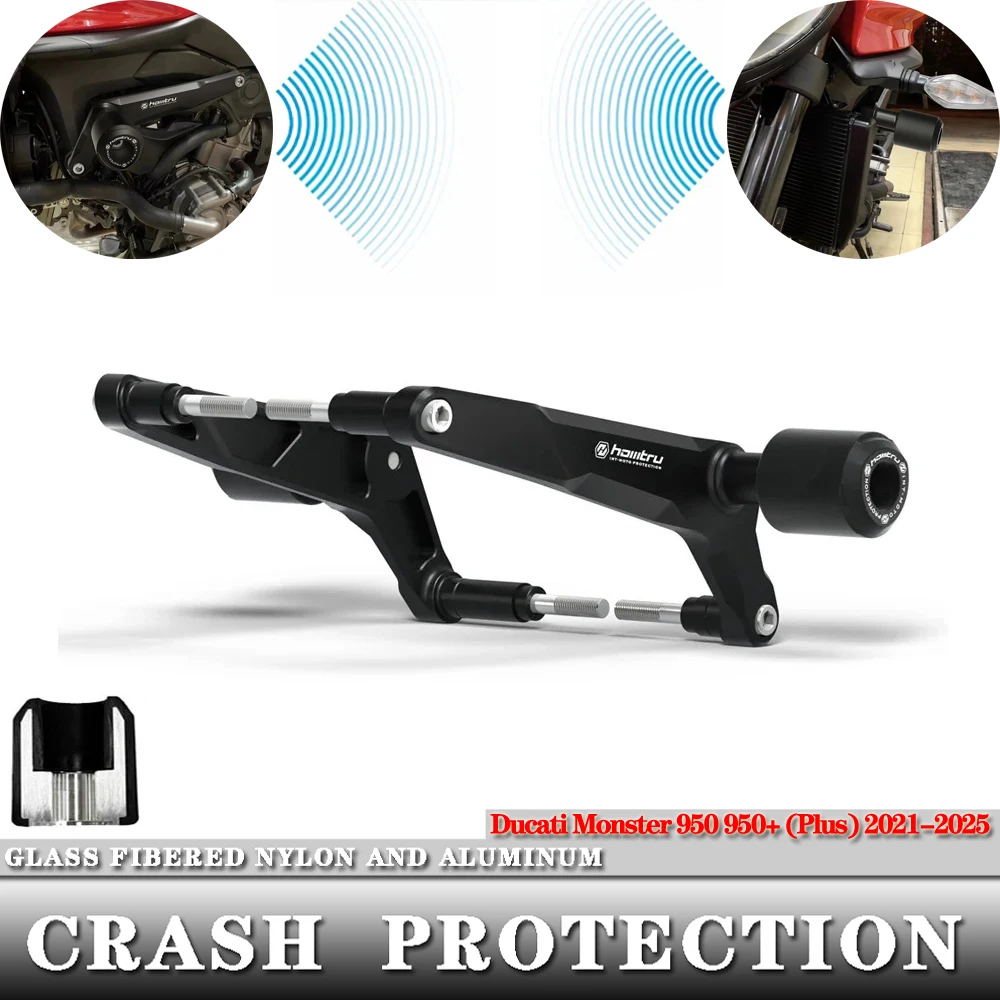 สำหรับ Ducati Monster 950 950+ (Plus) 2021 2022 2023 2024 2025 ชุดกันล้มรถจักรยานยนต์ อะลูมิเนียม+ไนลอนไฟเบอร์กลาส