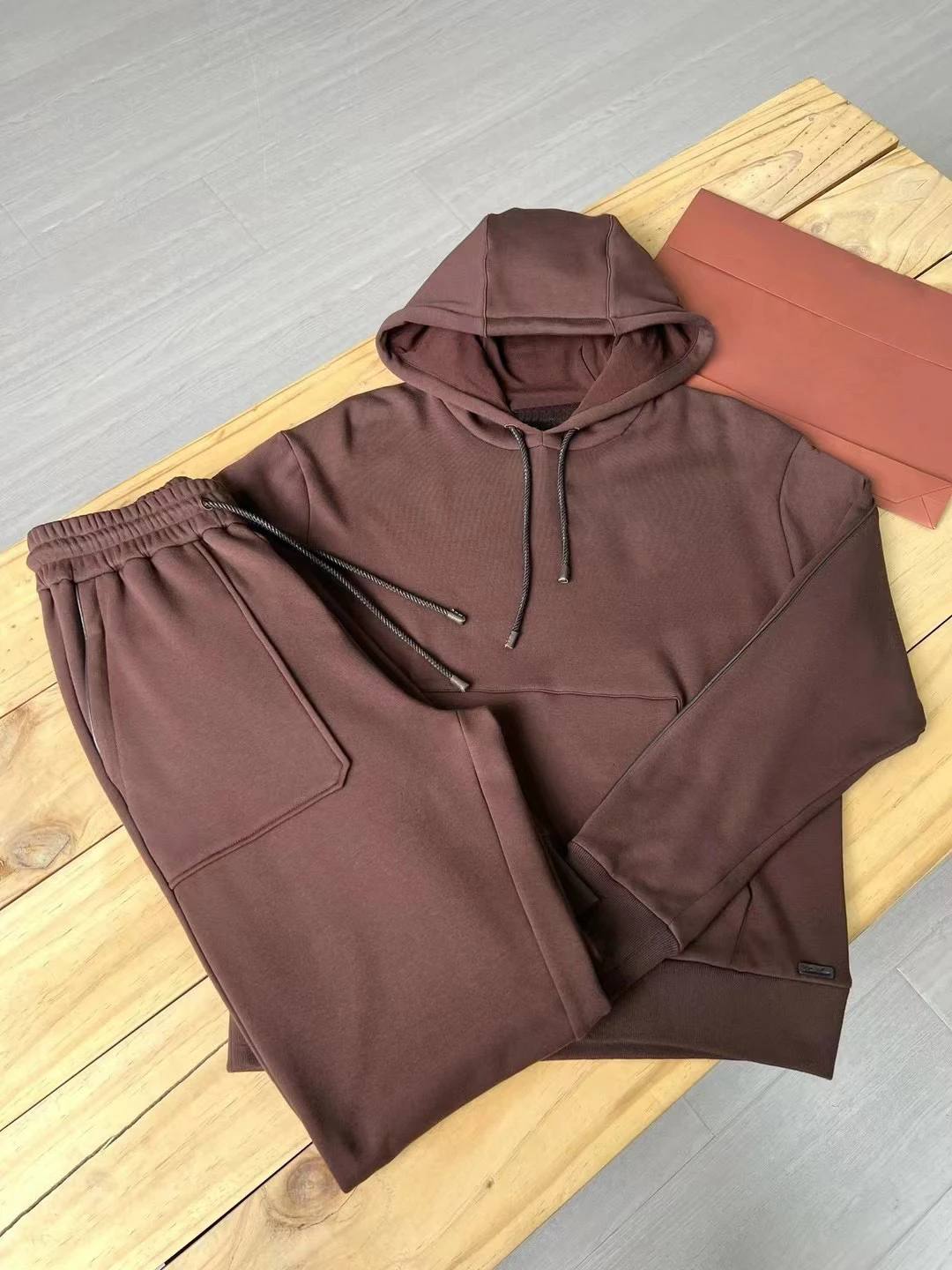 Autumn Wnter Plus Velvet Thick Pullover Sweater Hoodie Jacket Casual Sports Trousers Set For Men