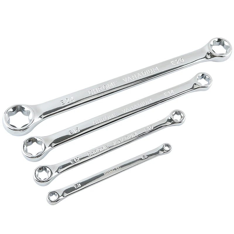 

4Pcs/set Star Double-ended Hexagon Socket E-Torx Box Ring Wrench Set Spanner E-type Tools E6-E24