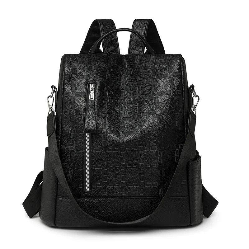 New Women's Backpack Fashion High Quality PU Girls' Backpack Solid Color Versatile Multi Functional Travel Storage Backpack