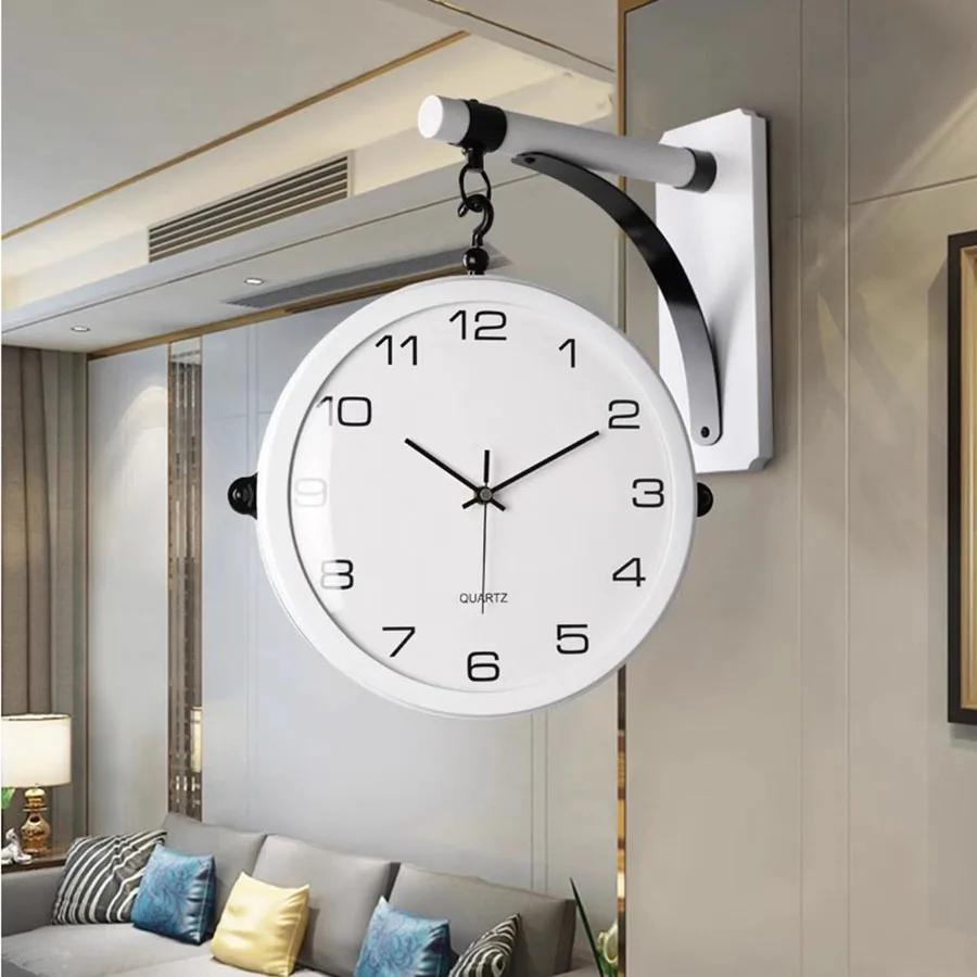 Living Room Wall Clock Decoration Hand Gift Unique Art Wall Clock Elegant Hooks Round Modern White Movement Wanduhr Home Decor