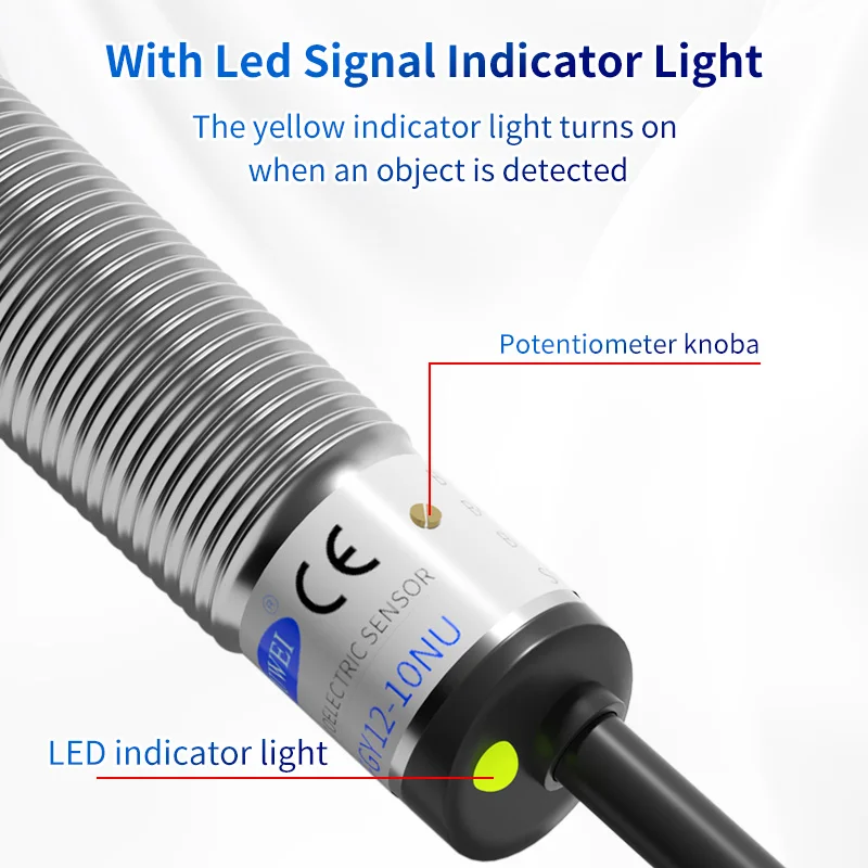 FUWEI FGY12-10NAU Cylindrical Photoelectric Sensor M12 Diffuse Reflection Infrared Sensor Probe Remote Detection