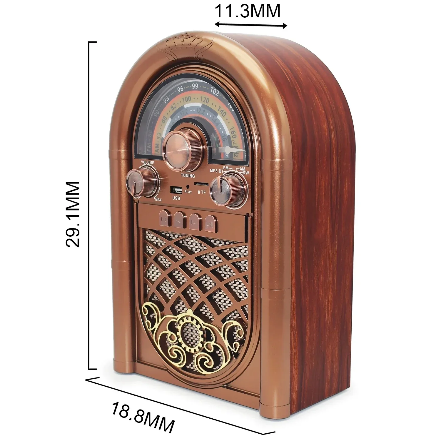 R-1950BT Retro Portable Rechargeable FM/AM/SW Full Band Radio Built-in Speaker Mp3 Music Bluetooth Player With USB TF Card Slot