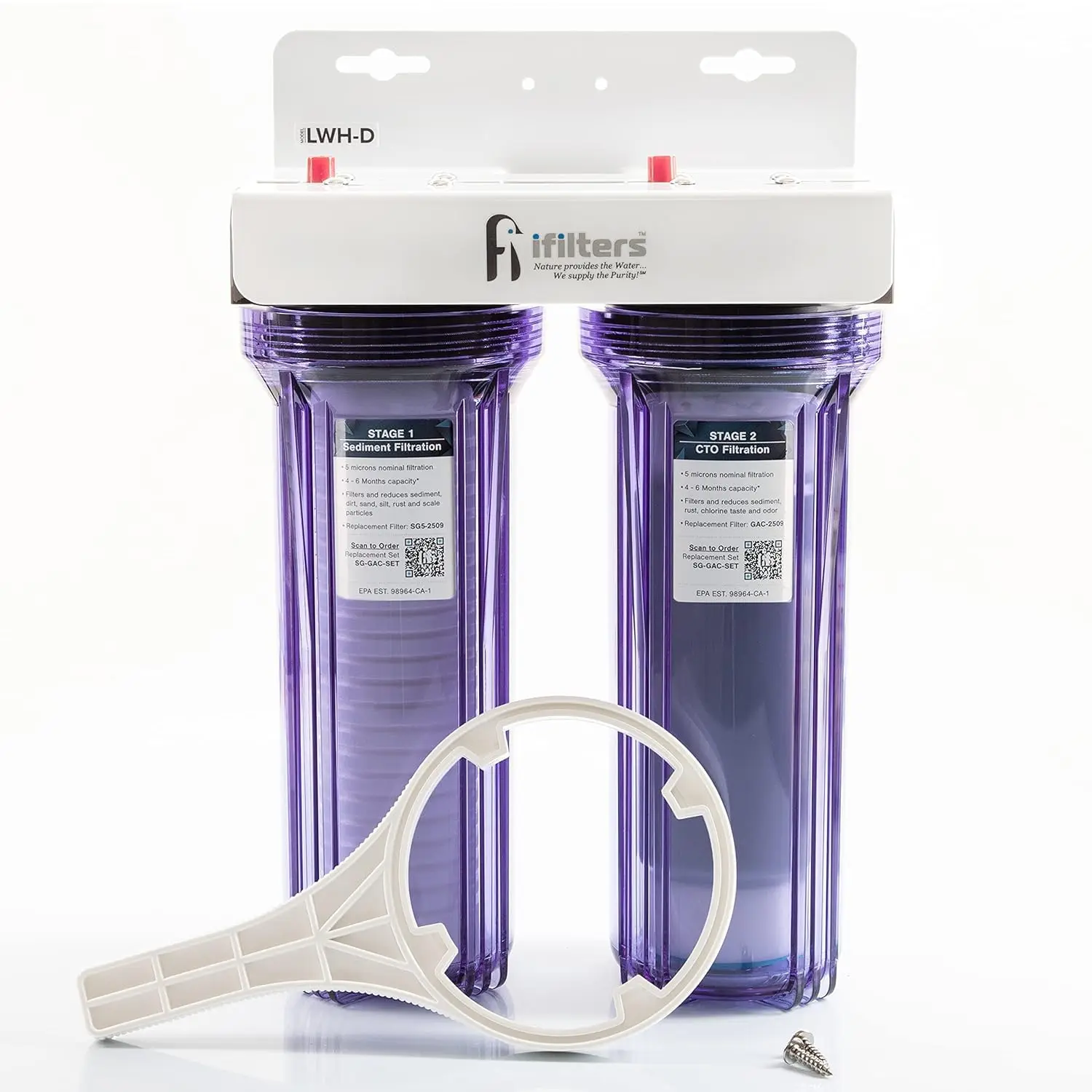 

Whole House Water Filter System 2-Stage for City/Well Water Removes Sediment, Chlorine, Odor