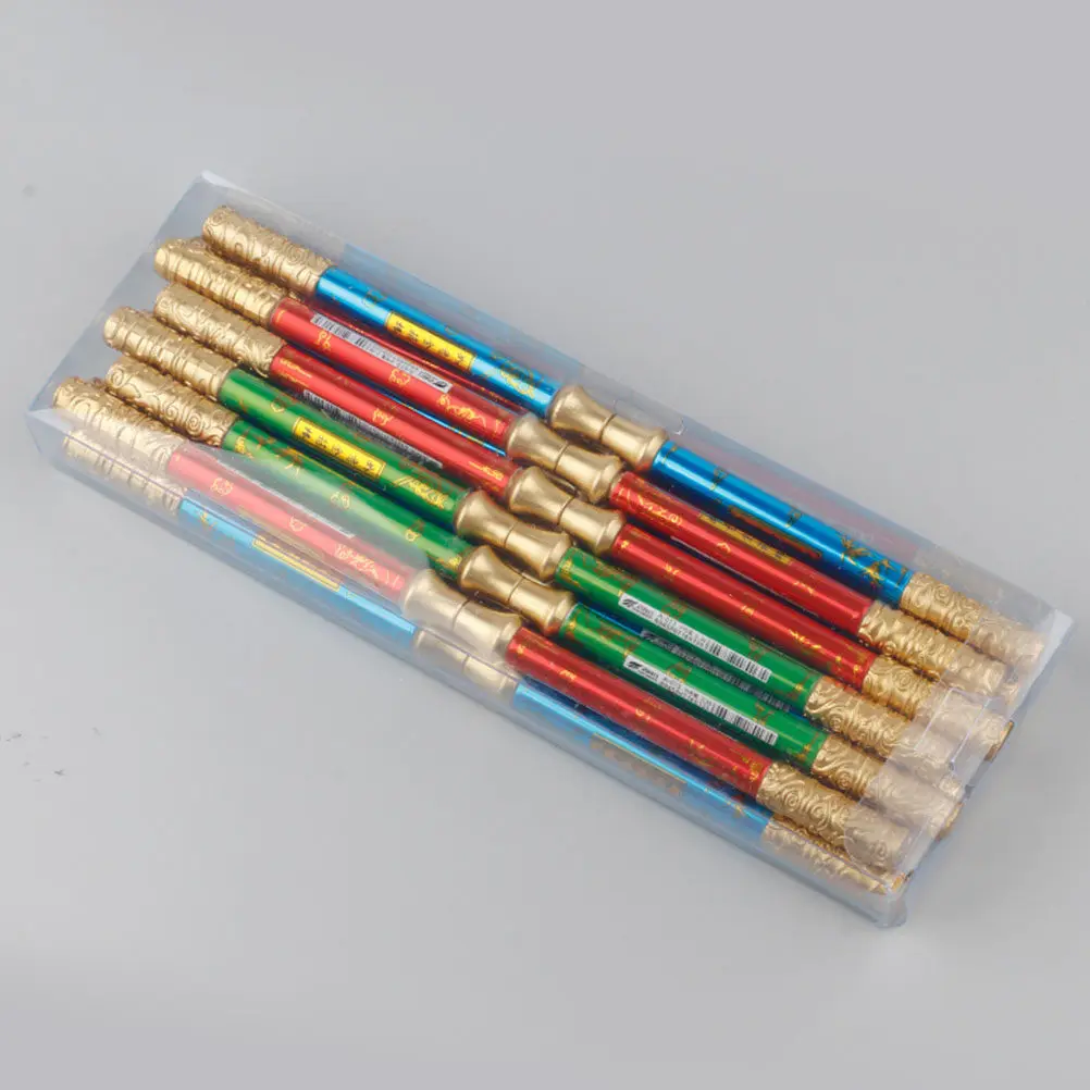 6Pcs Creative Double-Ended Gel Pen Set Gold Hoop Staff Design Smooth Writing Ink Pens for Students Graduation Gifts