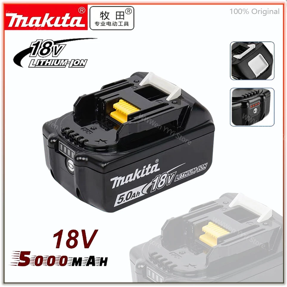 

5.0Ah Makita-100% Original 18V Rechargeable Power Tool Battery BL1830 BL1850 BL1840 BL1860 BL1815 Replaceable LED Lithium-ion